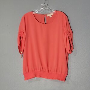 Michael Kors Womens Pullover Elastic Waist Coral pink  Blouse  Sz XL